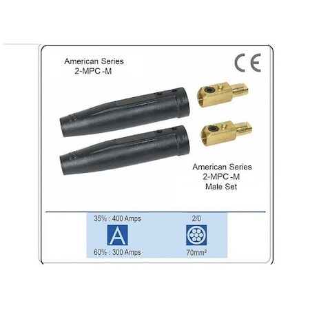 Star Tech Weld Welding Cable Connector, Male Set 1/0-2/0 Twist Lock, 2PK 2-MPC-M